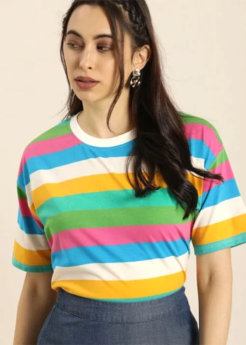Women Solid Crew Neck Cotton Blend Multicolor T-Shirt