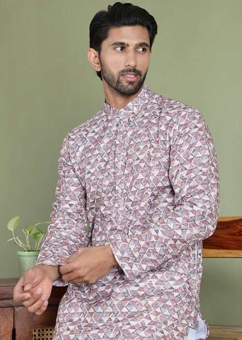 Men Printed Cotton Blend Straight Kurta