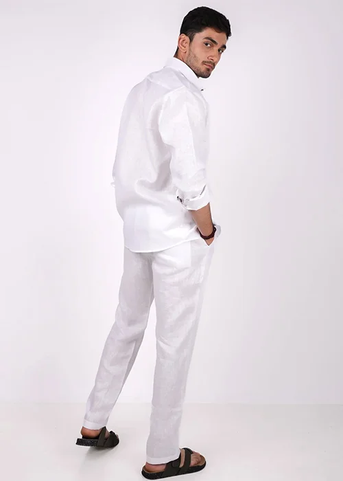Men Linen Shirt Pant Clothes Set