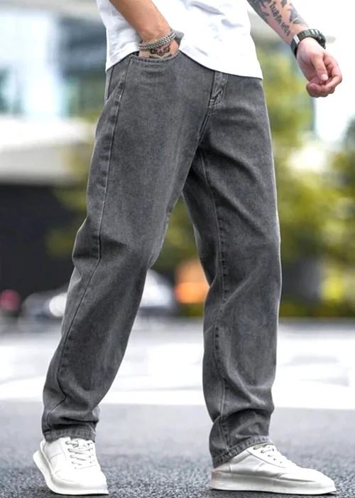 Men Jogger Fit Mid Rise Grey Jeans