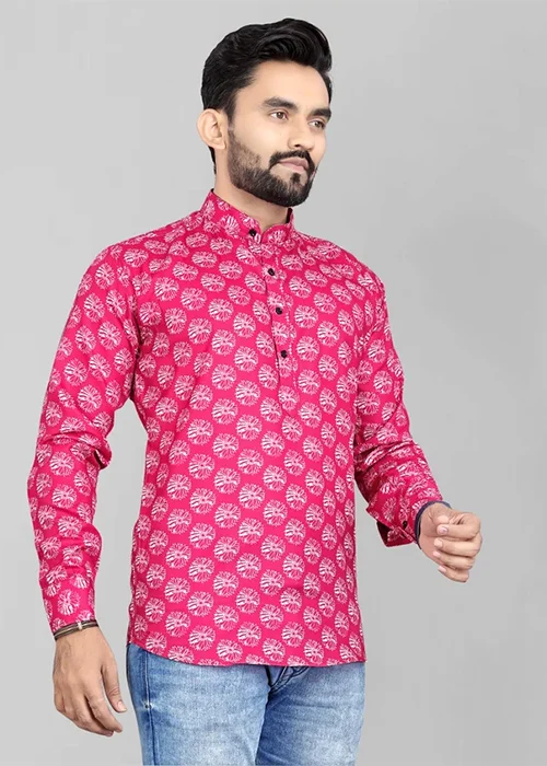 Men Printed Cotton Blend Straight Kurta