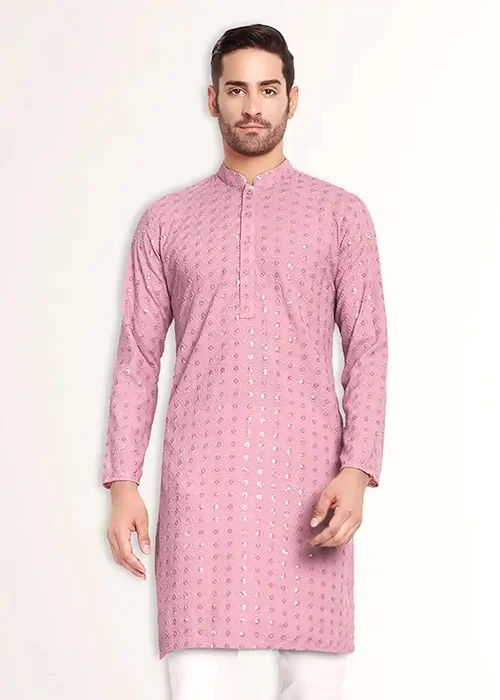 Men Embellished Cotton Blend Straight Kurta