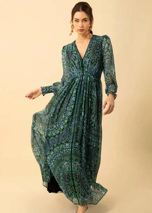 Women Fit and Flare Green Maxi/Full Length Dress