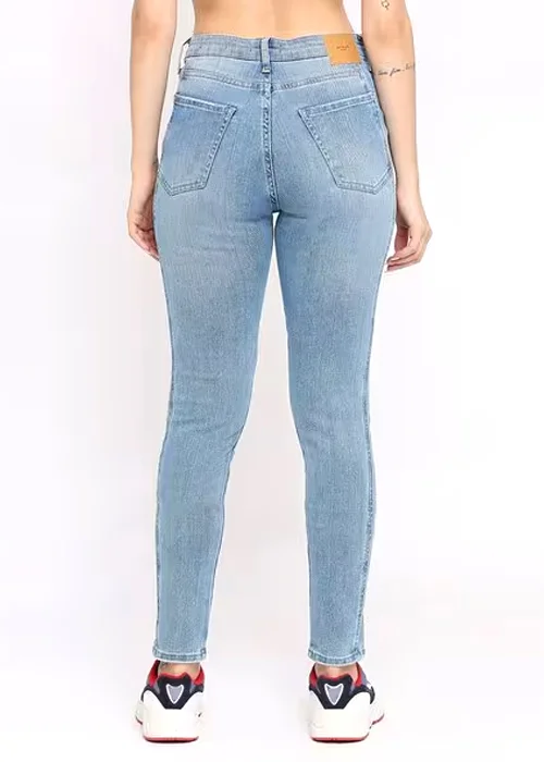 Women Slim Mid Rise Light Blue Jeans