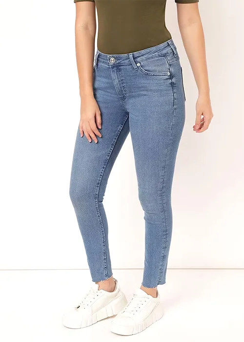 Women Slim Mid Rise Light Blue Jeans