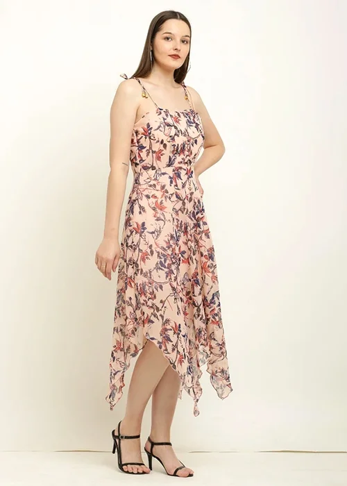 Women Asymmetric Multicolor Midi/Calf Length Dress