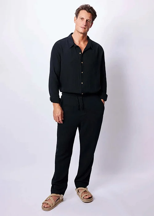 Men Cotton Blend Shirt Pant Clothes Set