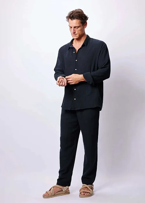 Men Cotton Blend Shirt Pant Clothes Set