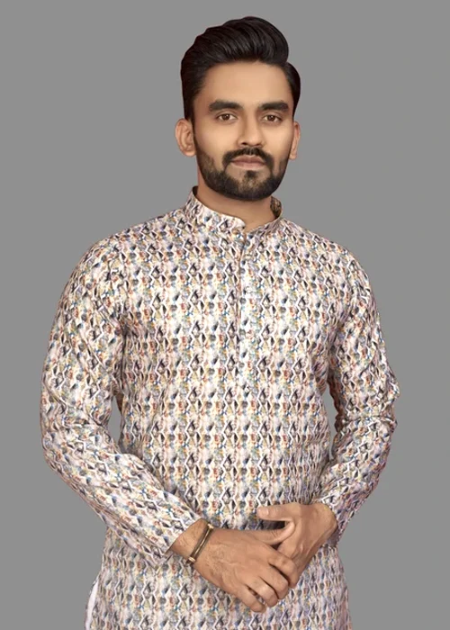 Men Printed Cotton Blend Straight Kurta