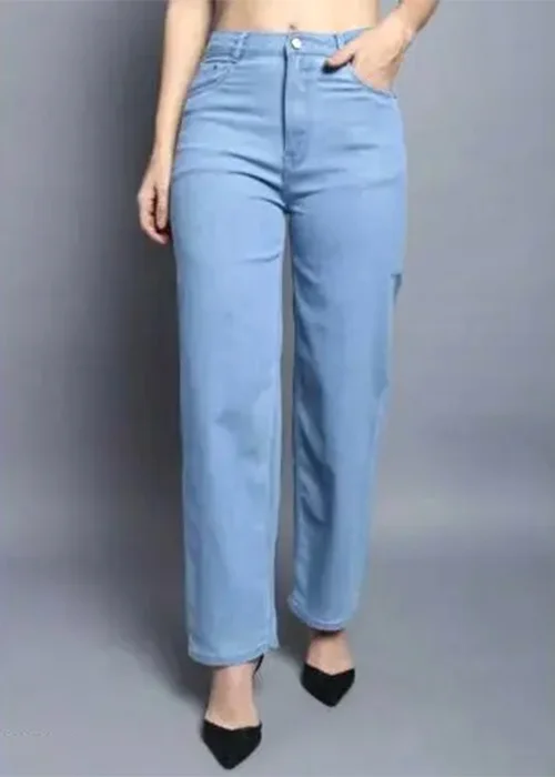 Women Relaxed Fit Mid Rise Light Blue Jeans