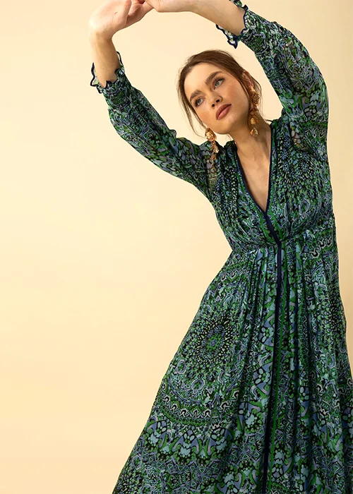 Women Fit and Flare Green Maxi/Full Length Dress