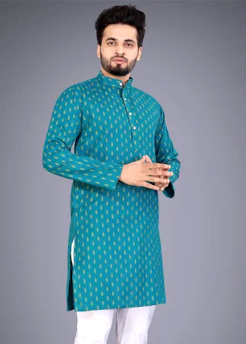 Men Printed Cotton Blend Straight Kurta