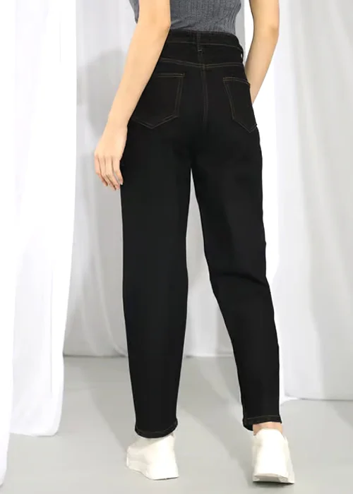 Women Straight Fit High Rise Black Jeans