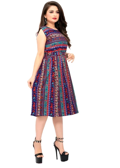 Women Asymmetric Multicolor Midi/Calf Length Dress