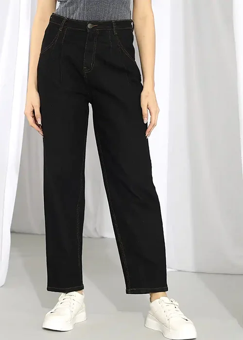 Women Straight Fit High Rise Black Jeans