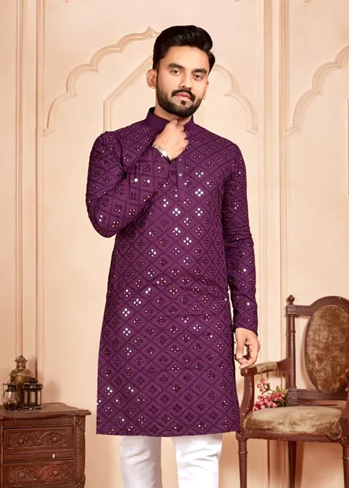 Men Embroidered Cotton Silk Straight Kurta