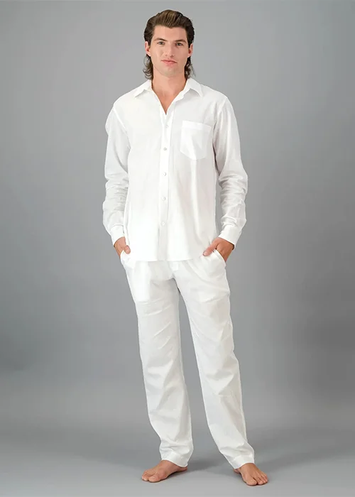 Men Linen Shirt Pant Clothes Set