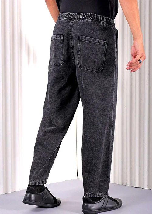 Men Loose Fit Mid Rise Black Jeans