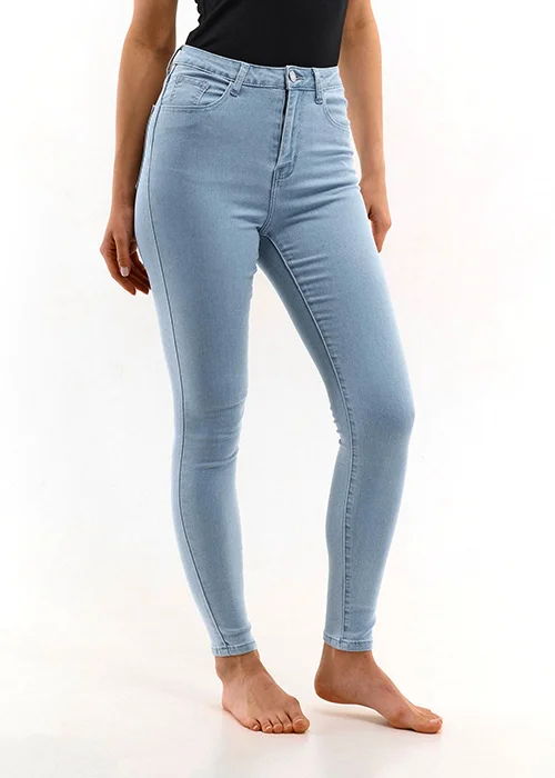 Women Slim Mid Rise Light Blue Jeans