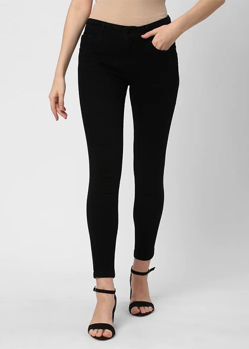 Women Regular Low Rise Black Jeans