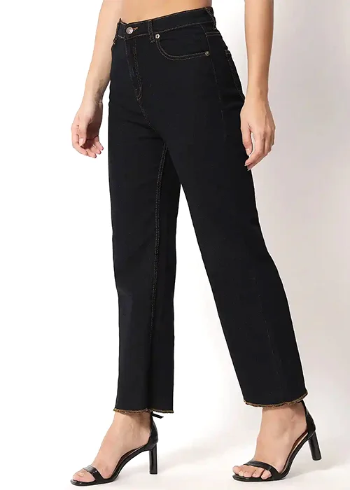 Women Straight Fit High Rise Black Jeans