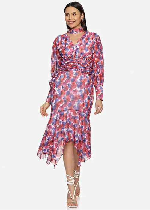 Women Asymmetric Multicolor Midi/Calf Length Dress